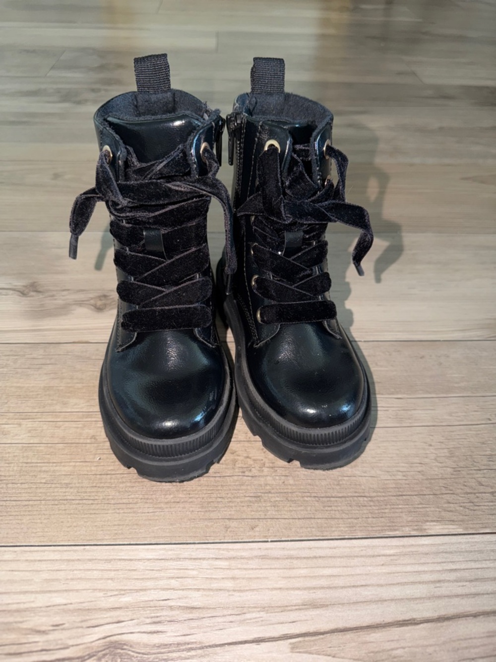 H&M Black Kids Combat-Style Lace-Up Boots